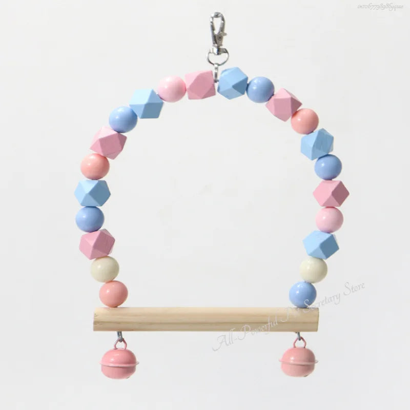 Natural Wooden Parrots Swing Toy