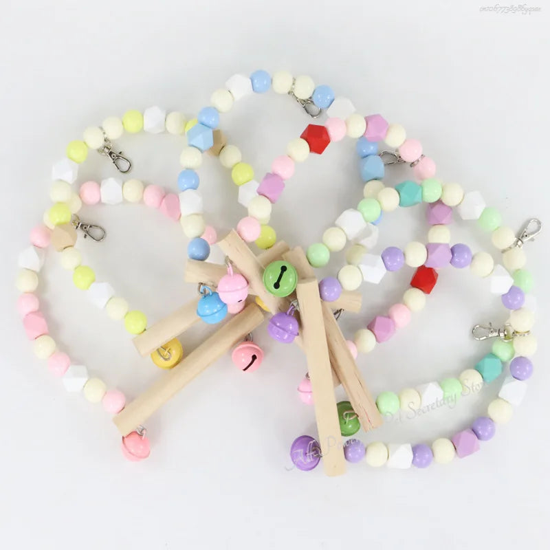 Natural Wooden Parrots Swing Toy