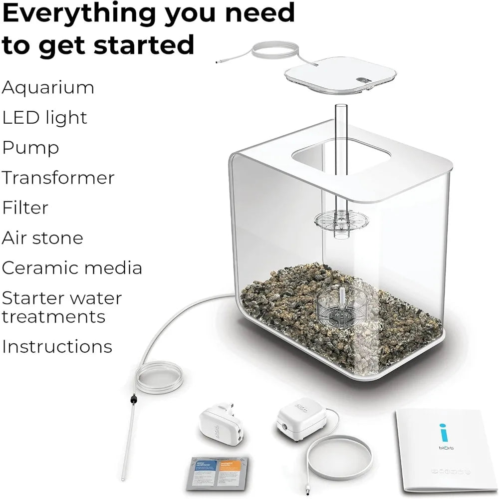 Tabletop Display Aquarium with White LED Lights, Fish Tanks