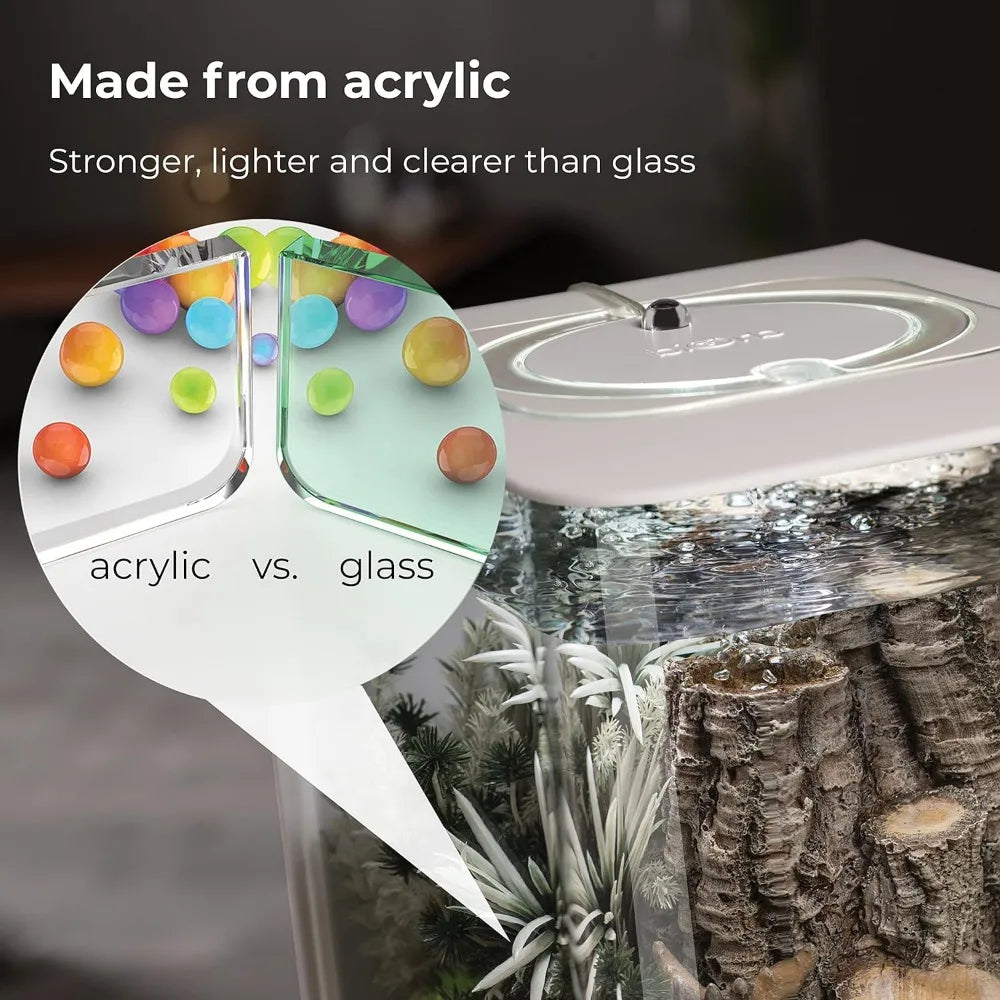 Tabletop Display Aquarium with White LED Lights, Fish Tanks