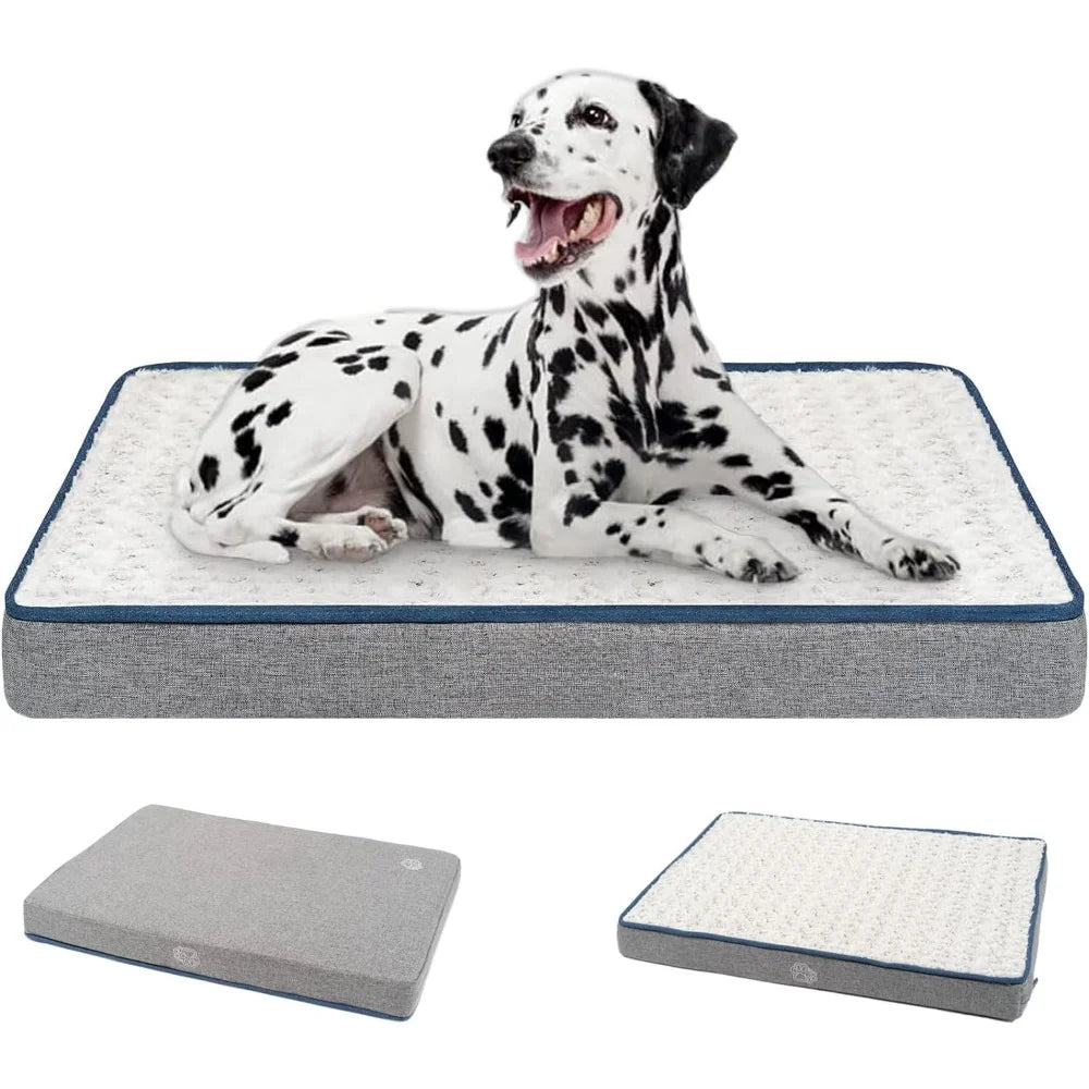 thumbnail image 2 of Deluxe Dog Crate Pad, Machine Washable Pet Cage Mattress Reversible Cool Warm Kennel Bed For Small To Jumbo Dogs White 2 of 12