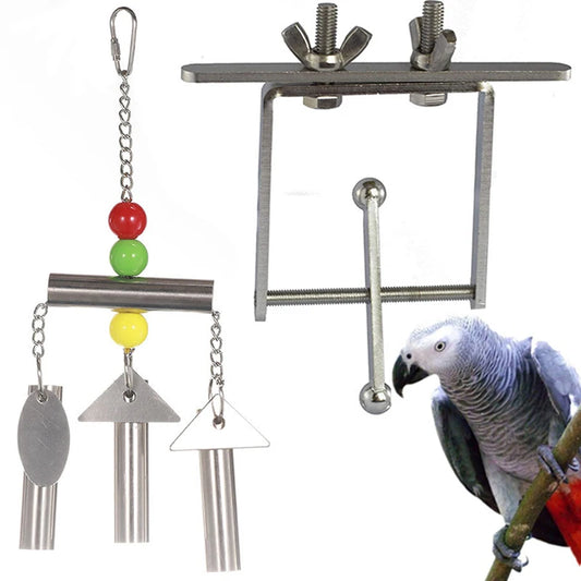 Stainless Steel Swing Playstand Bird Chewing Bite Toys