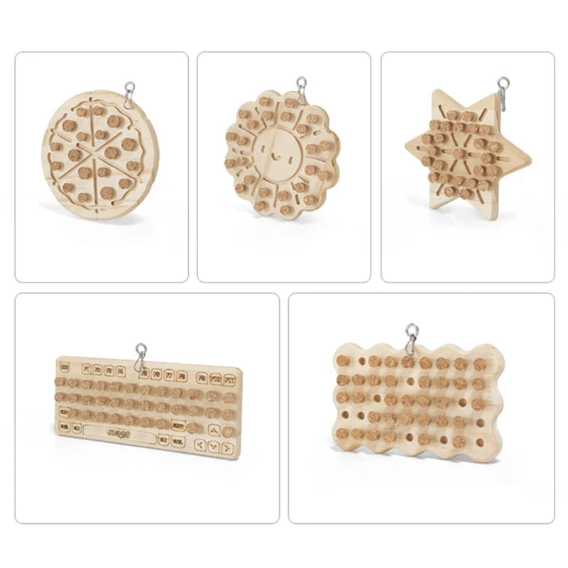 Natural Wooden Parrots Block Cork Puzzle Toy