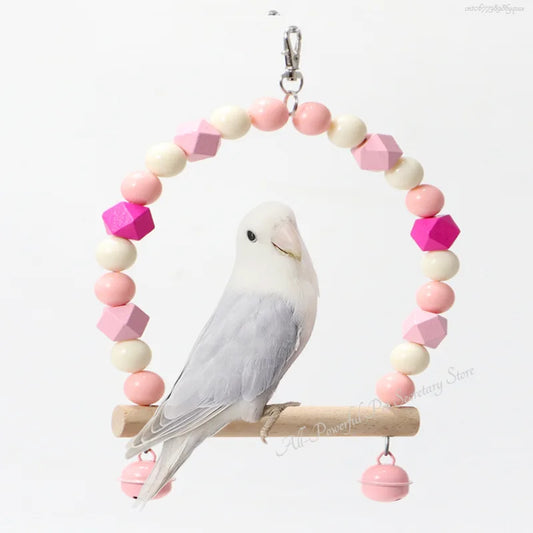 Natural Wooden Parrots Swing Toy