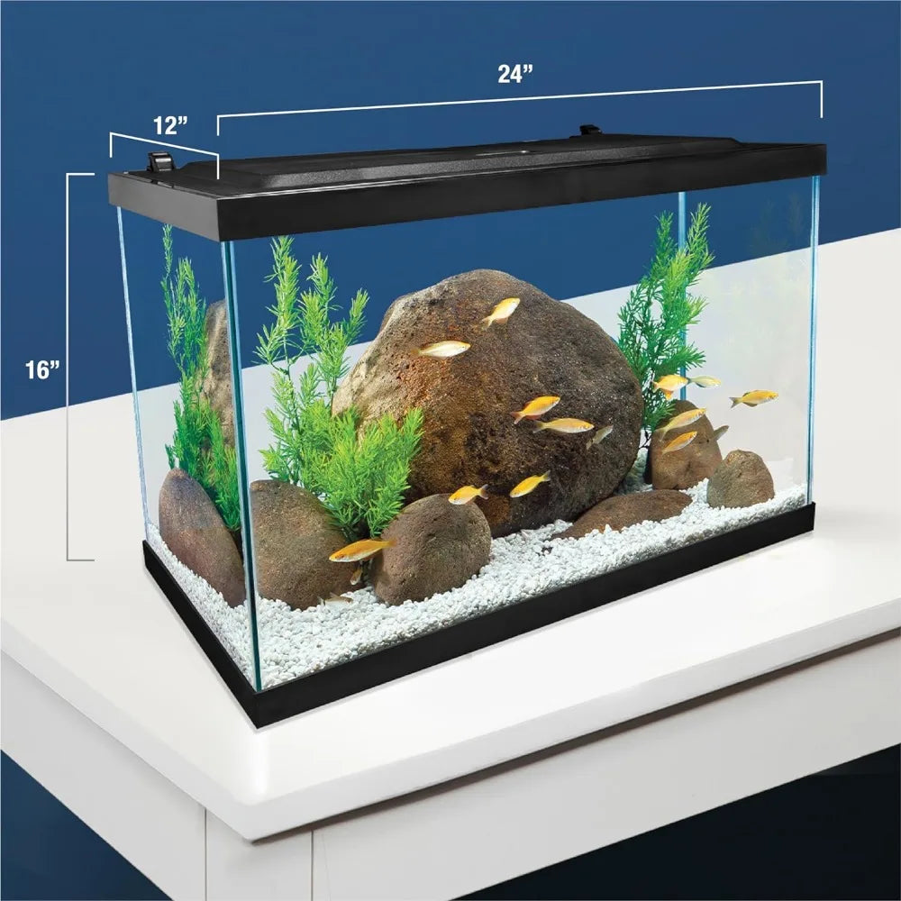 Glass Fish Aquarium Includes LED Lighting and Decor Fishbowl Aquarium 20 Gallon Fish Tank Kit Aquariums Tanks Aquatic Pet Home