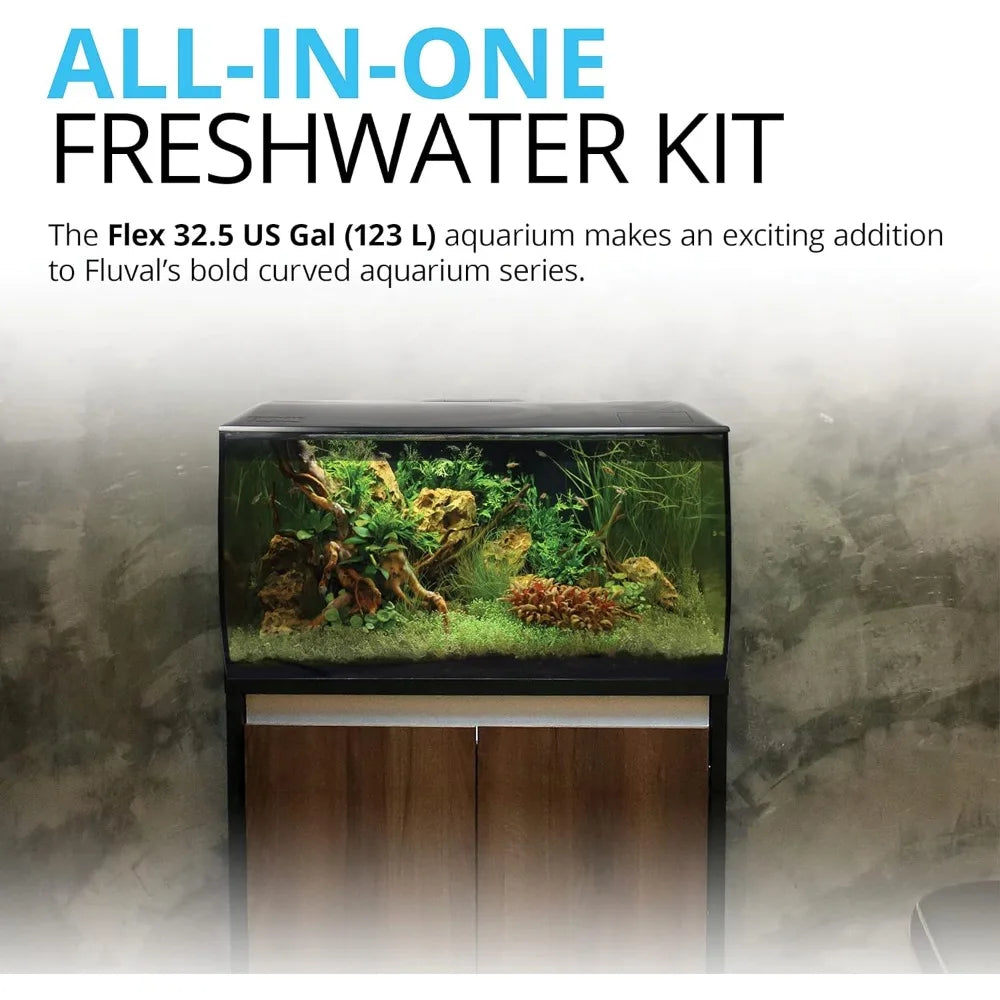 Aquarium Kit - Fish Tank for Fish & Plants - Comes With LED Lights System