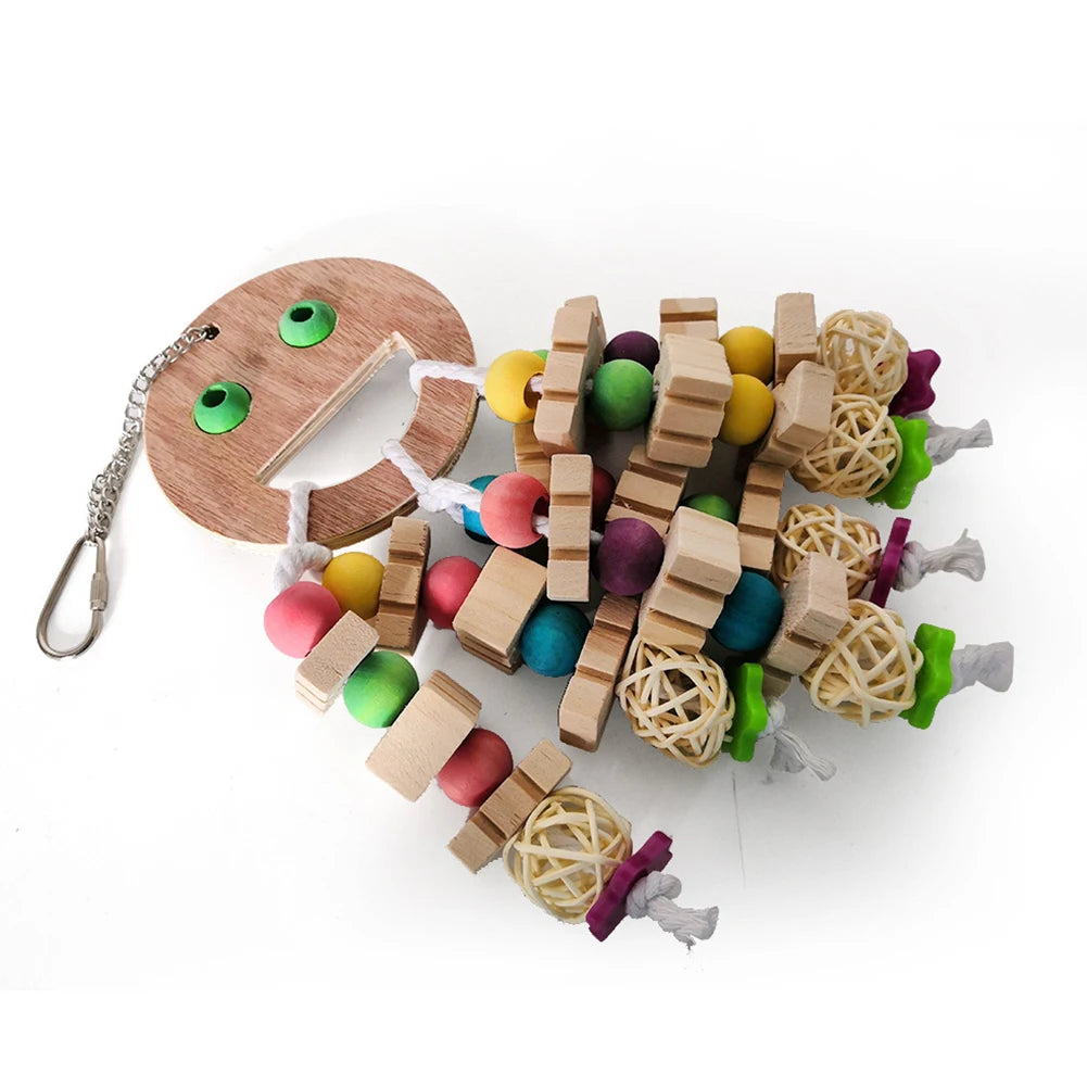 Parrot Chew Toys Hanging Wooden Toy