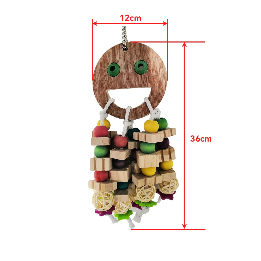 Parrot Chew Toys Hanging Wooden Toy