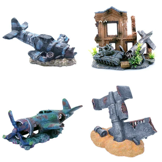 Amusing Aquarium Decoration Aircraft Bomber Wreckage