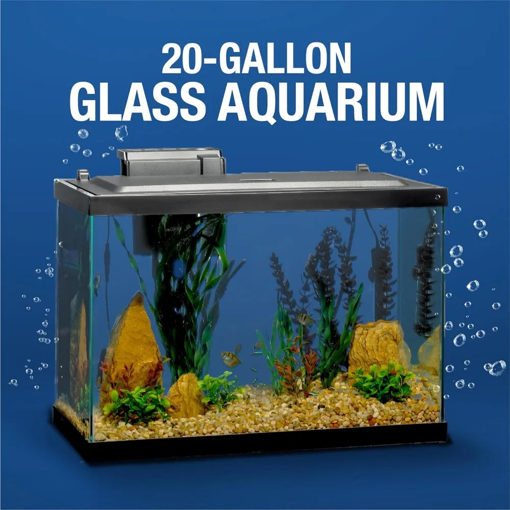 Glass Fish Aquarium Includes LED Lighting and Decor Fishbowl Aquarium 20 Gallon Fish Tank Kit Aquariums Tanks Aquatic Pet Home